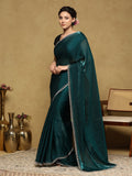 Teal Green Embroidered Organza Saree