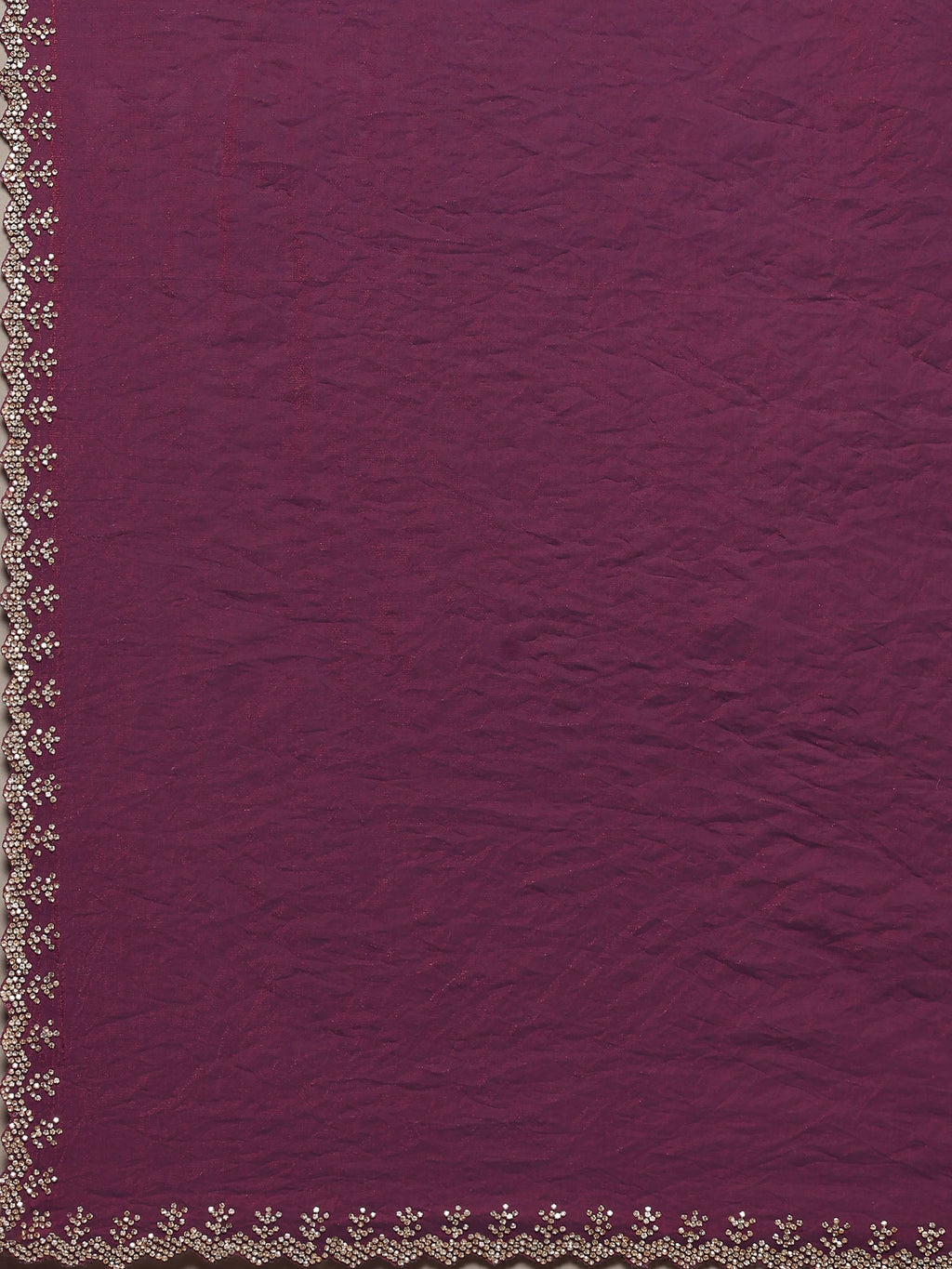 Wine Embroidered Organza Saree