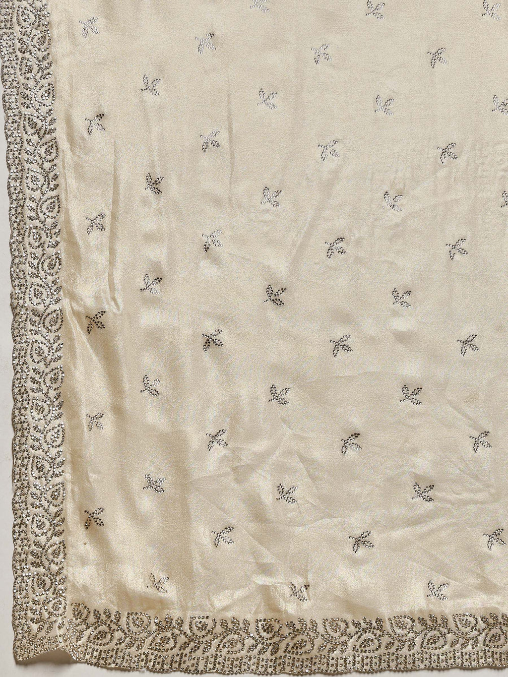 Beige Embroidered Tissue Saree