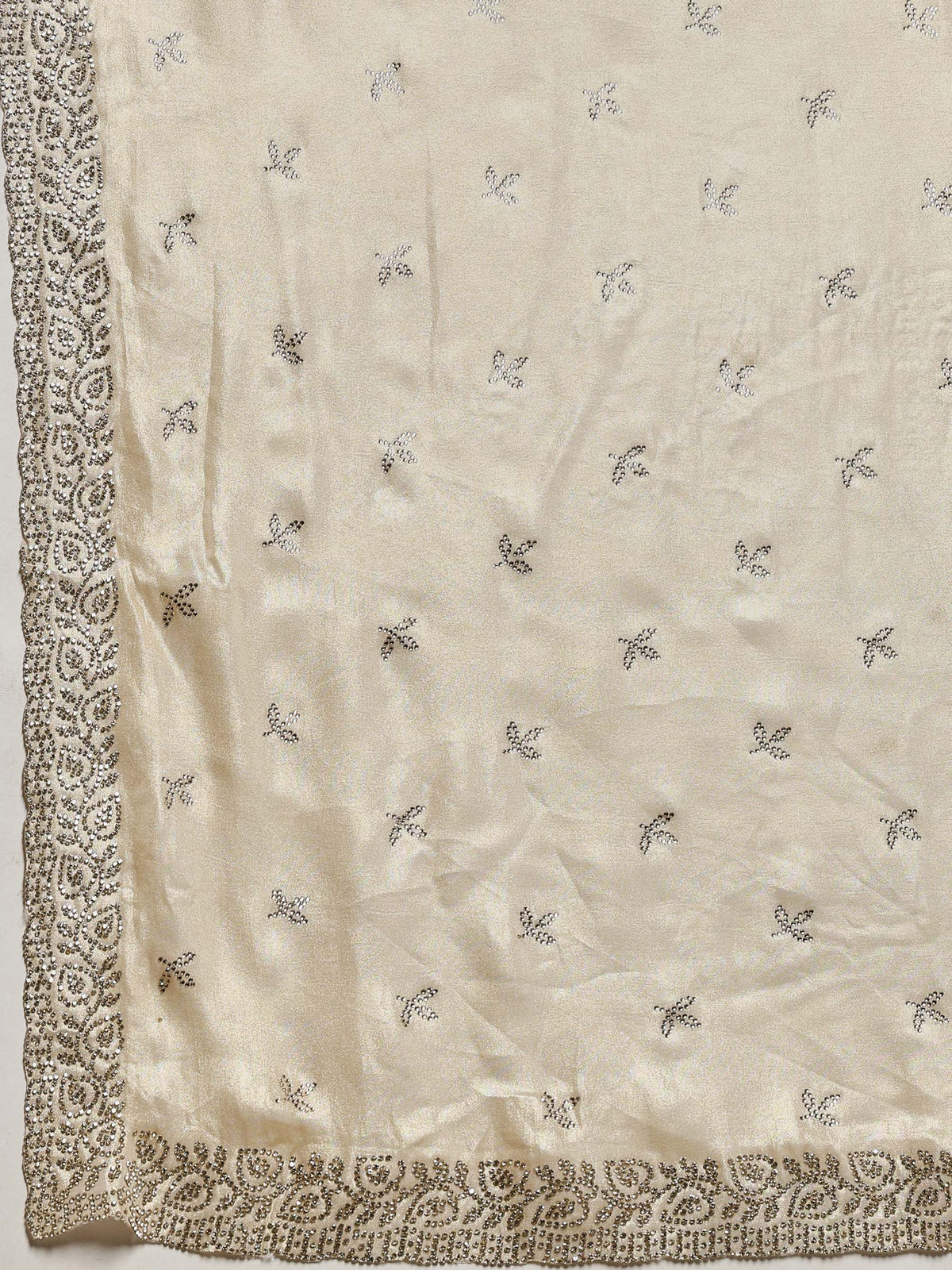 Beige Embroidered Tissue Saree