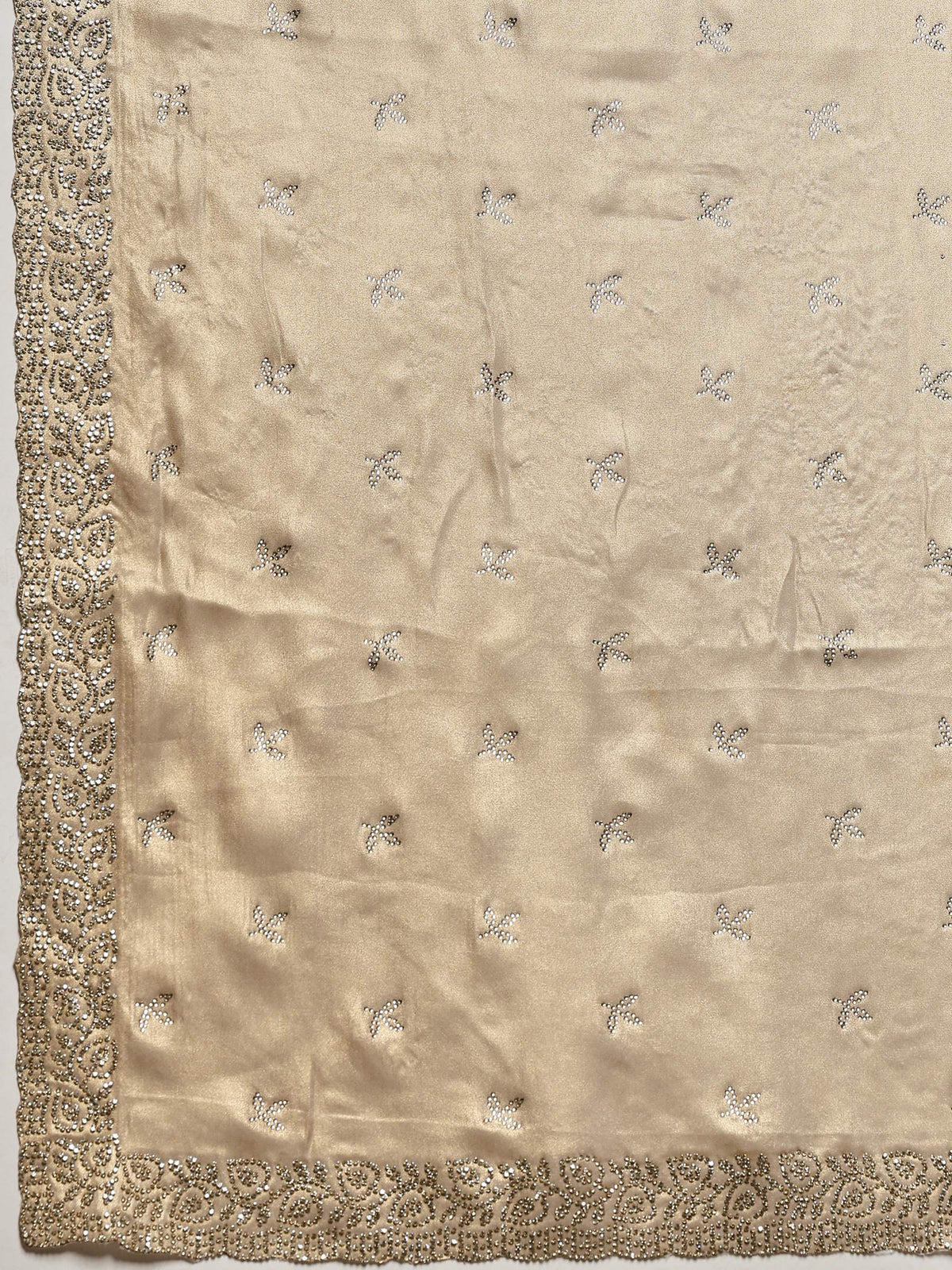 Grey Embroidered Tissue Saree