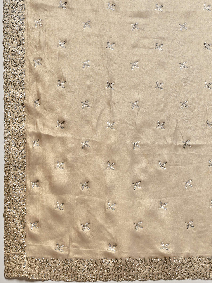 Grey Embroidered Tissue Saree