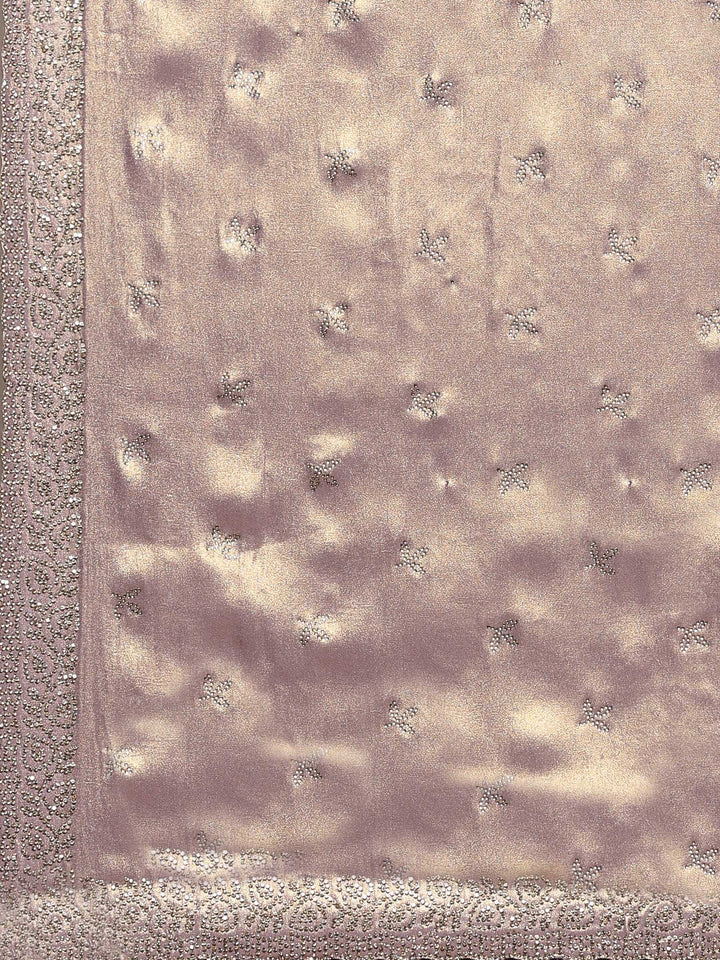 Lavender Embroidered Tissue Saree