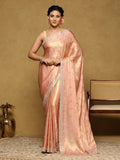 Peach Embroidered Tissue Saree