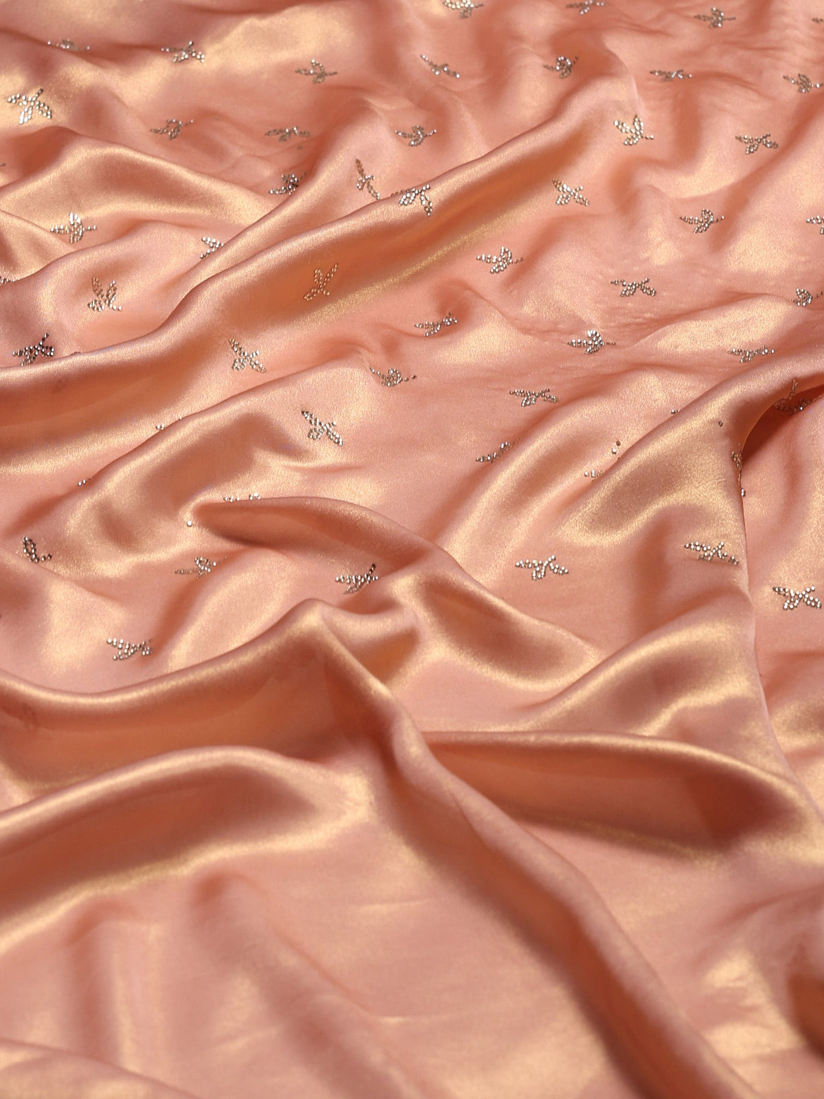 Peach Embroidered Tissue Saree