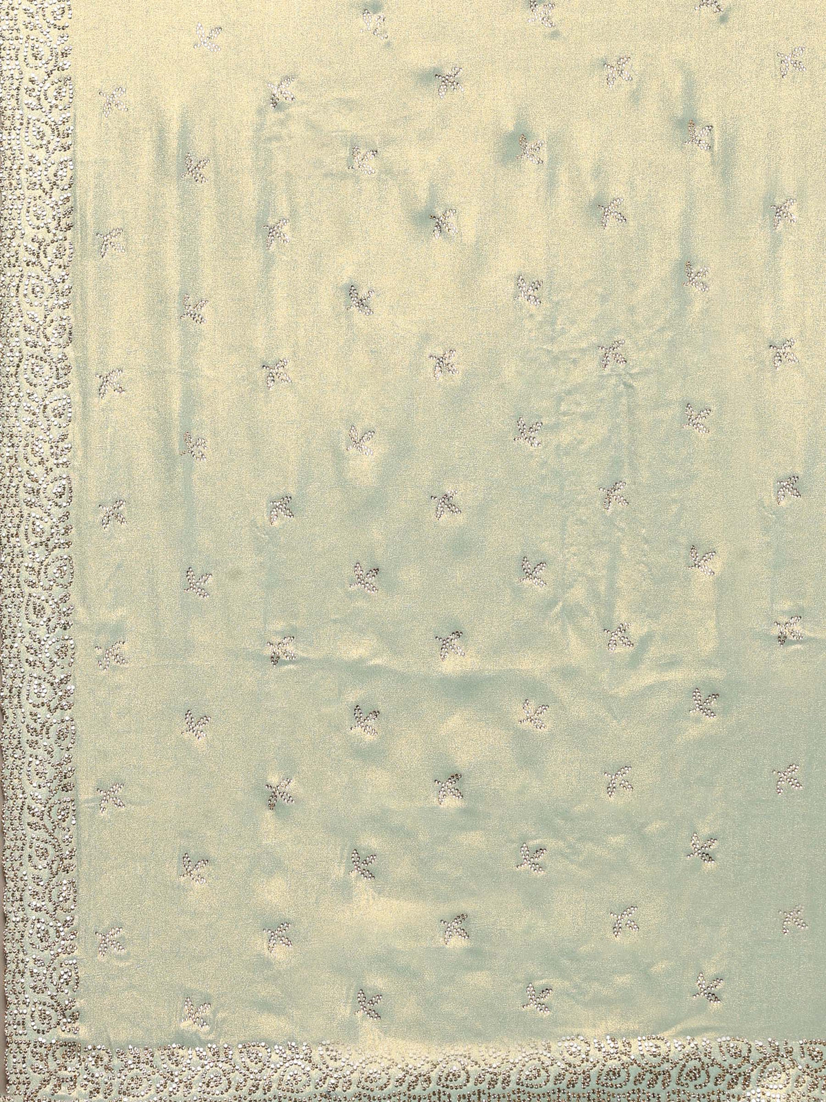 Sea Green Embroidered Tissue Saree