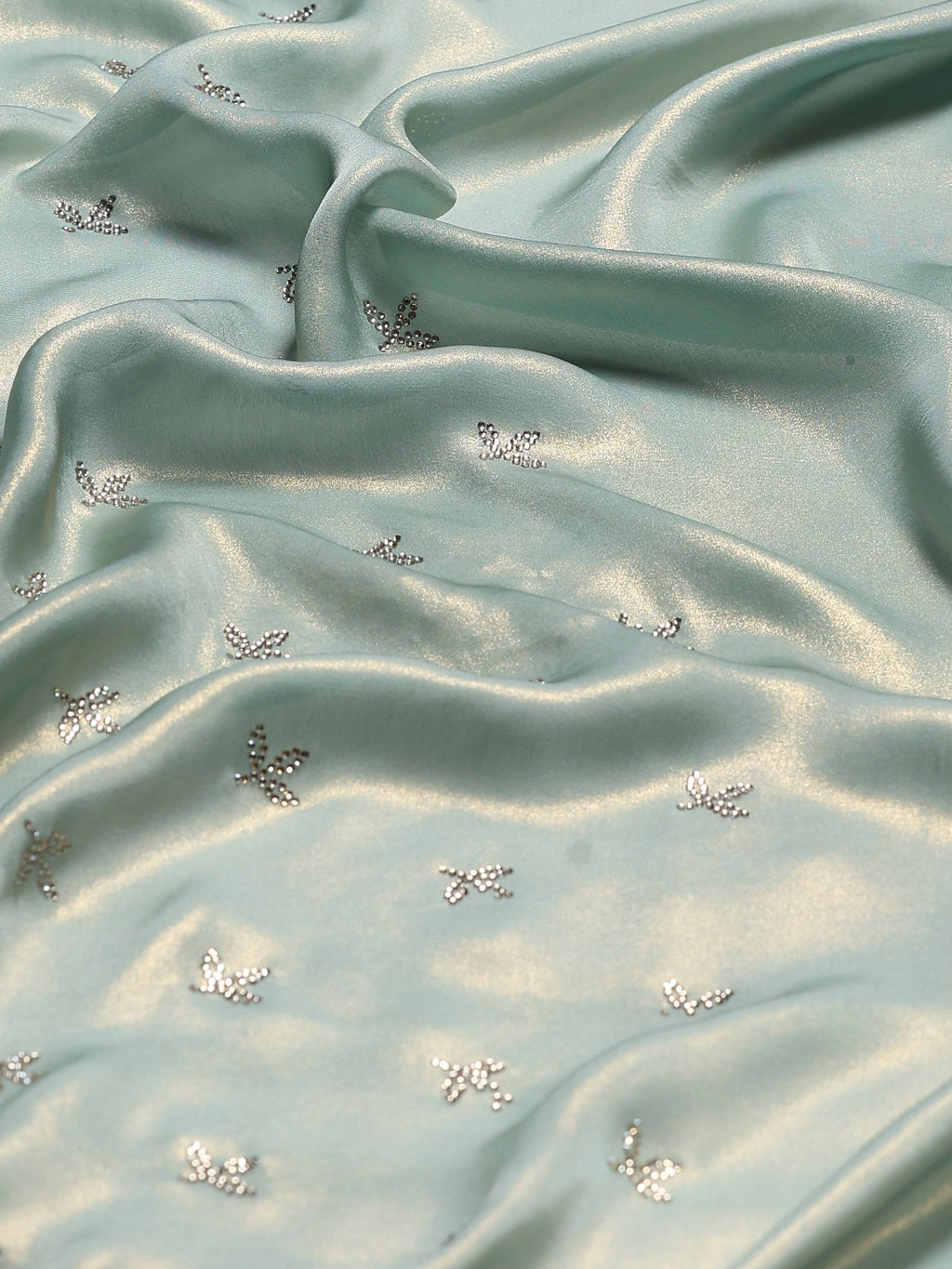 Sea Green Embroidered Tissue Saree