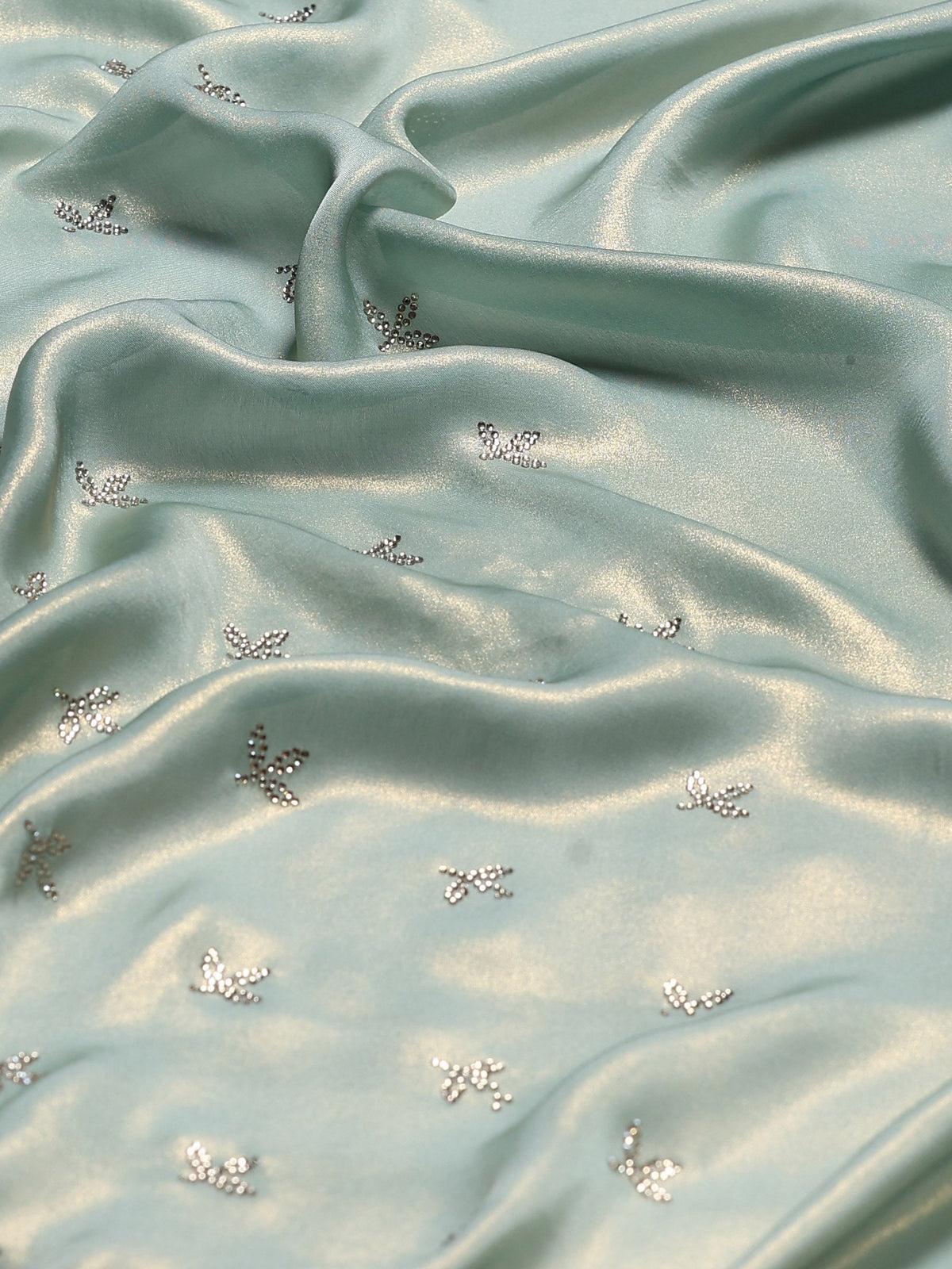 Sea Green Embroidered Tissue Saree