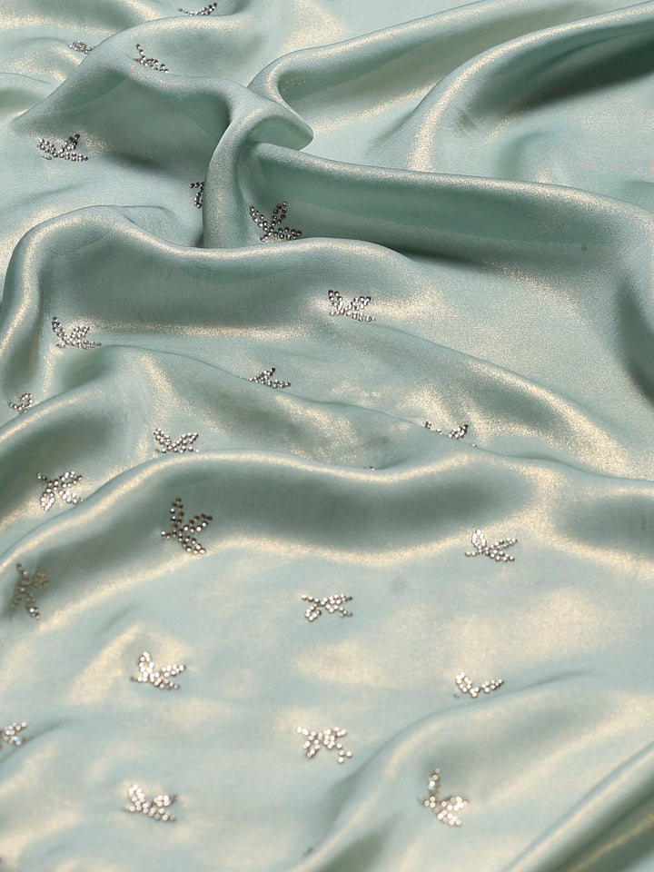 Sea Green Embroidered Tissue Saree
