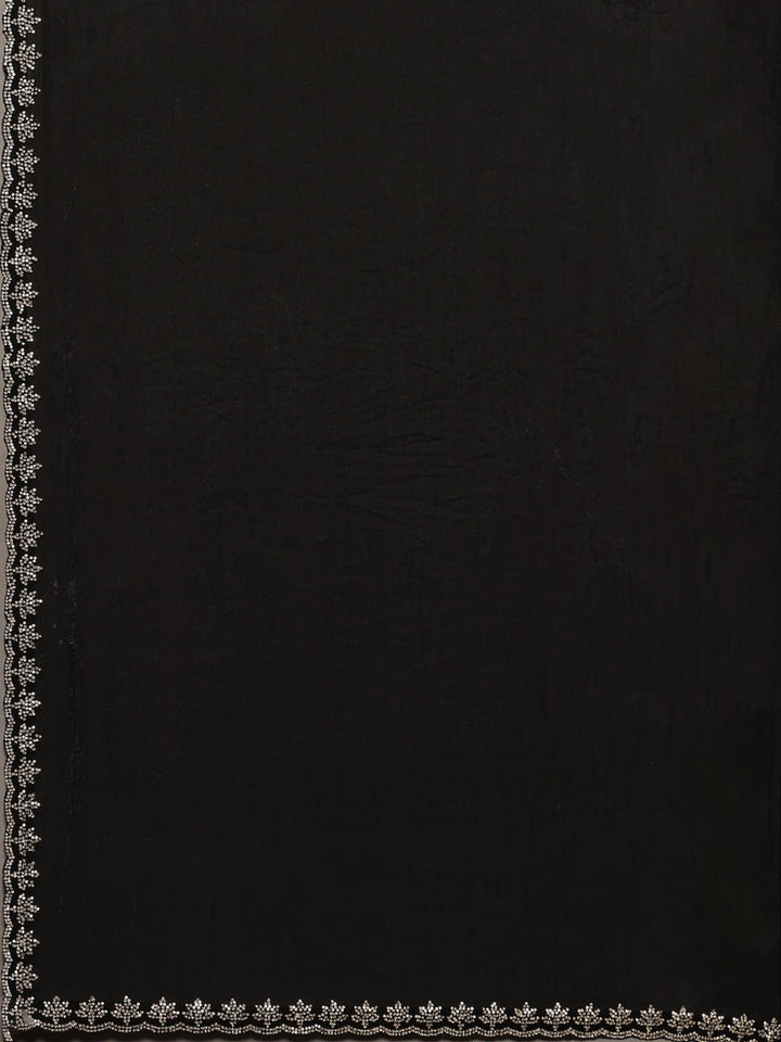 Black Embroidered Tissue Saree