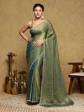 Green Embroidered Tissue Saree