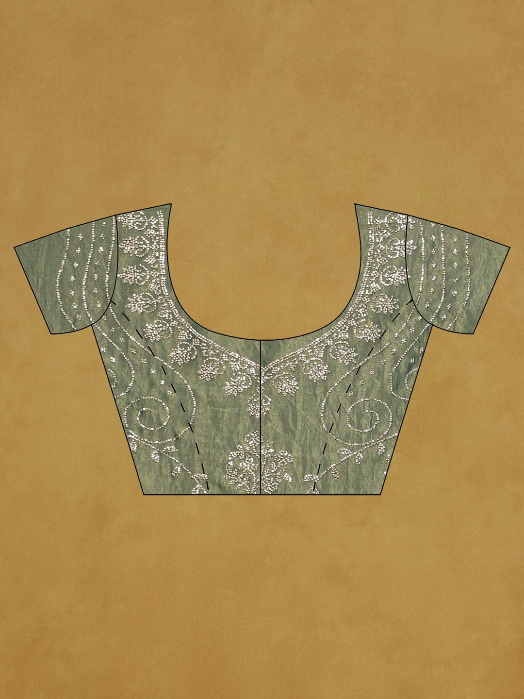 Green Embroidered Tissue Saree