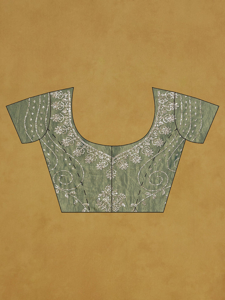 Green Embroidered Tissue Saree