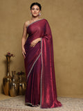 Magenta Embroidered Tissue Saree