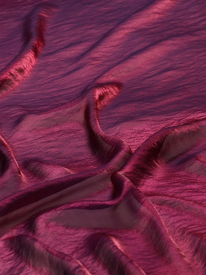 Magenta Embroidered Tissue Saree