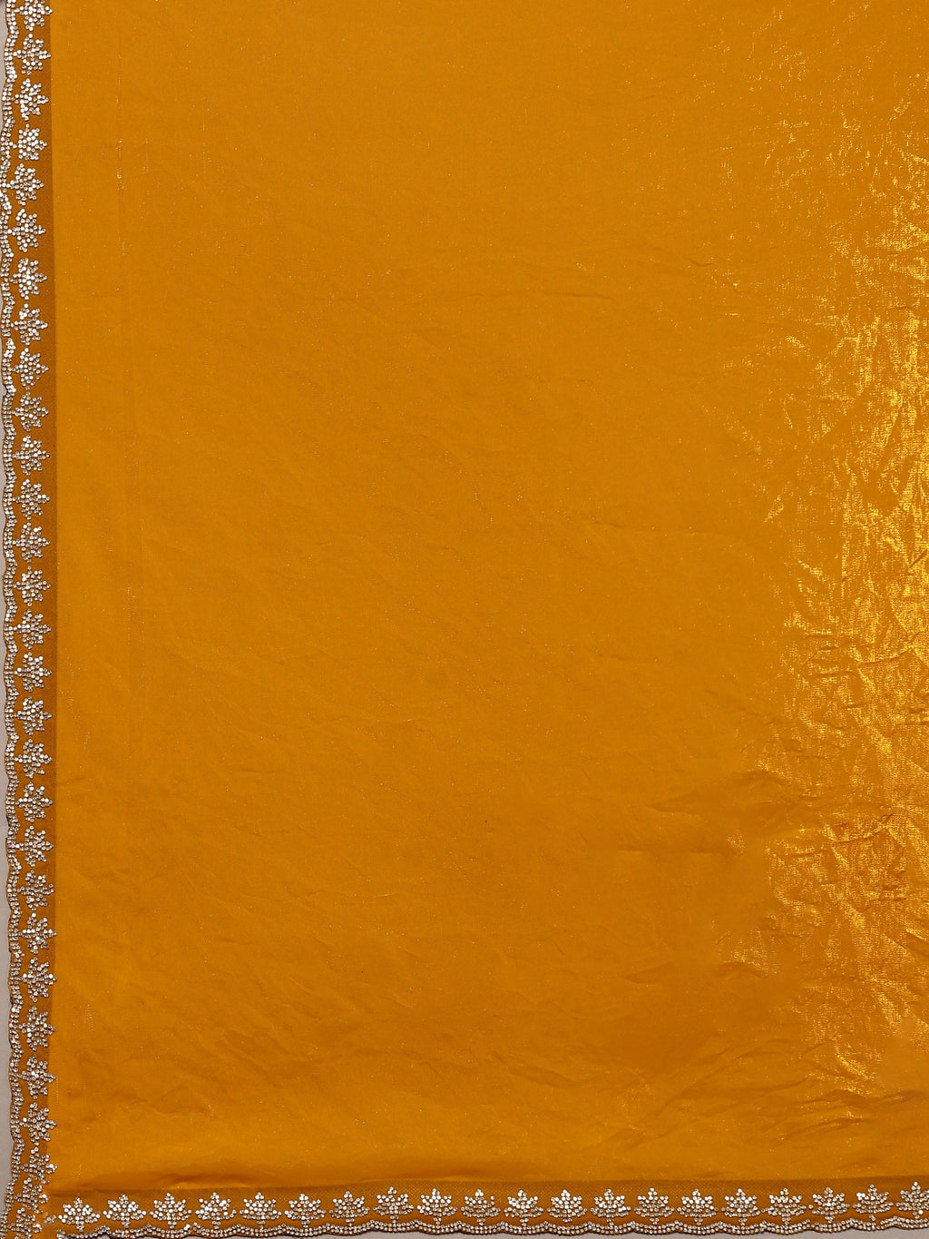 Mustard Embroidered Tissue Saree