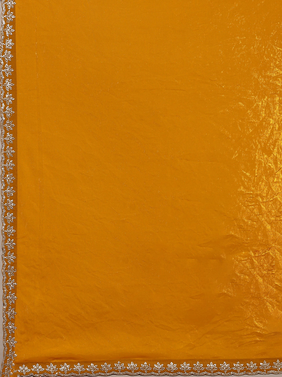 Mustard Embroidered Tissue Saree