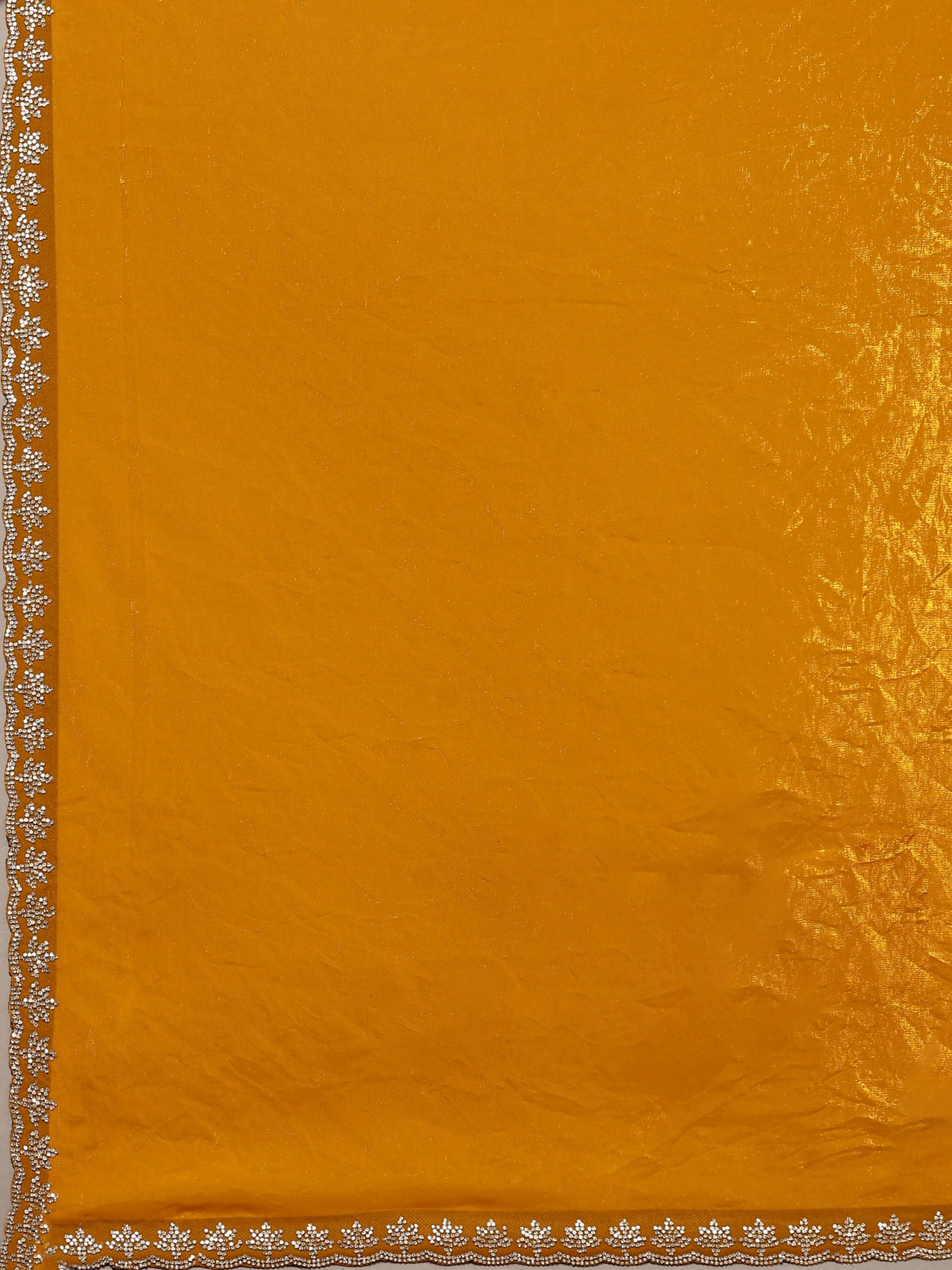Mustard Embroidered Tissue Saree