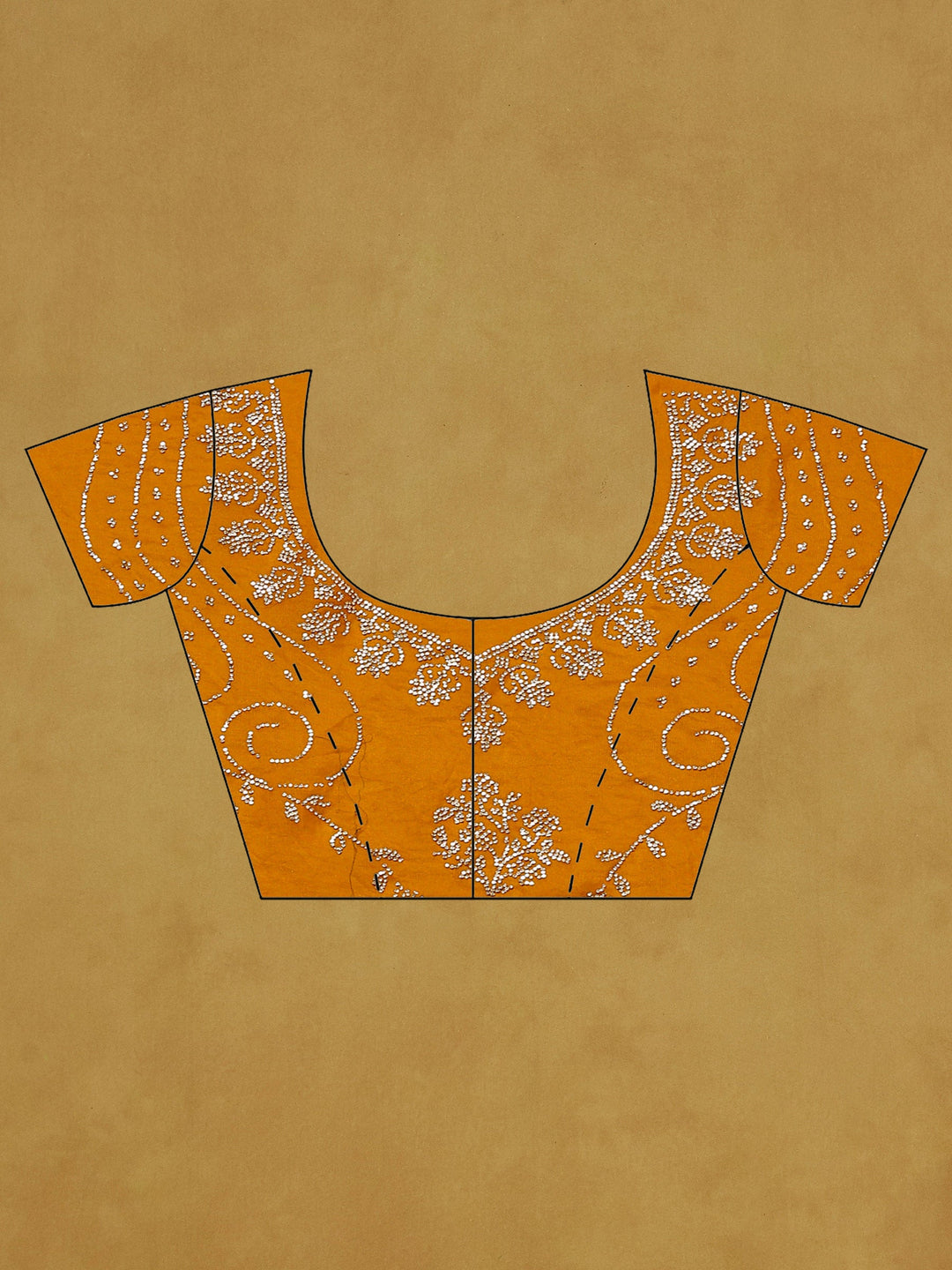 Mustard Embroidered Tissue Saree