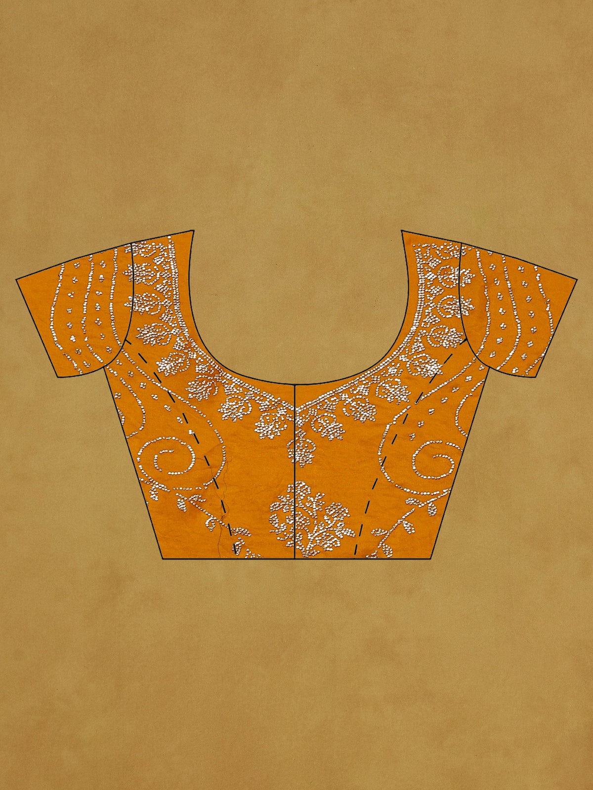 Mustard Embroidered Tissue Saree