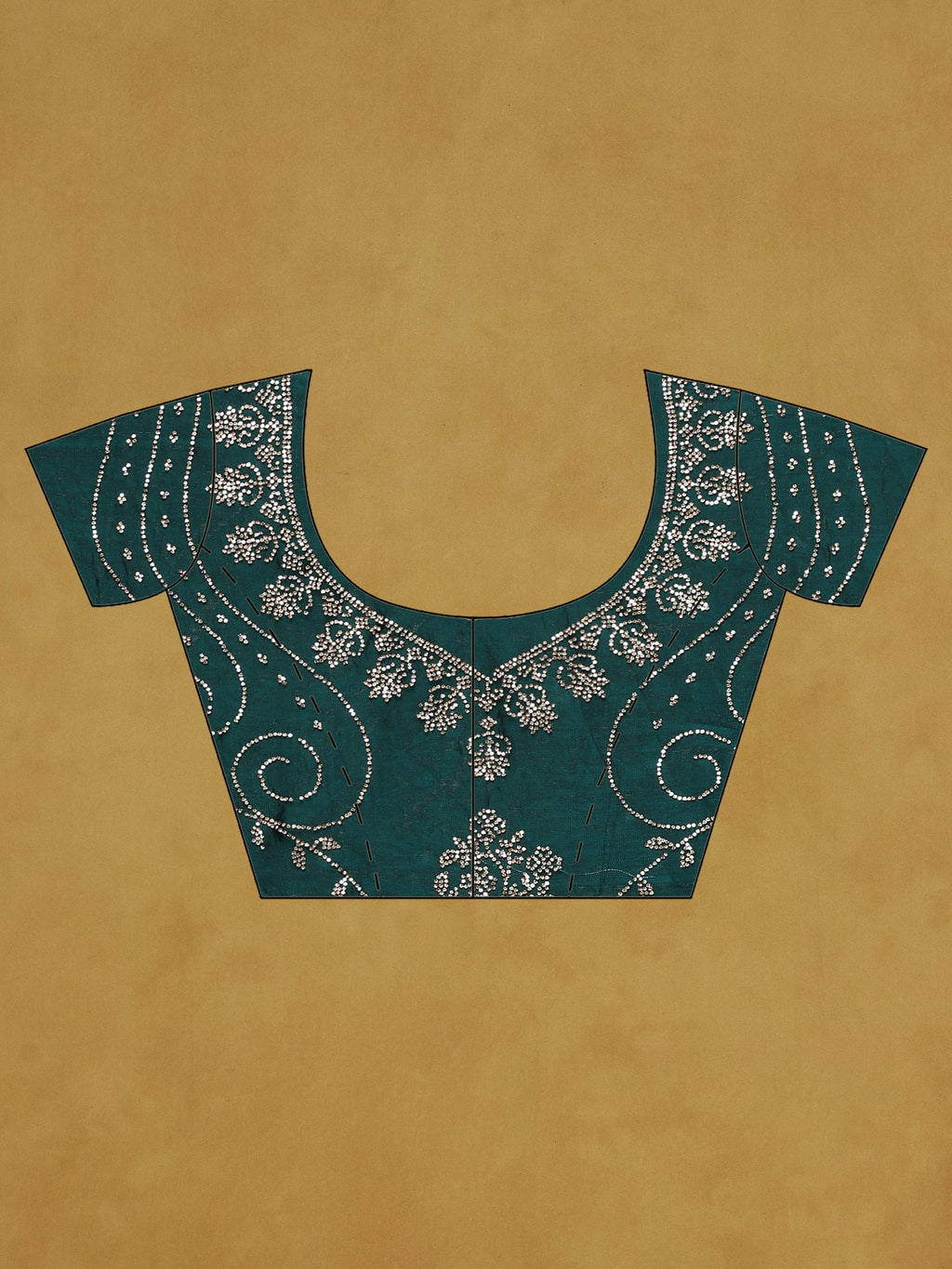 Rama Green Embroidered Tissue Saree