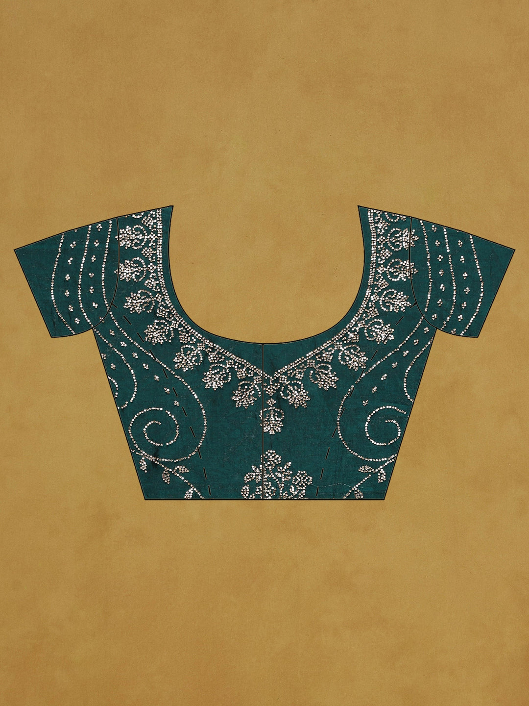 Rama Green Embroidered Tissue Saree