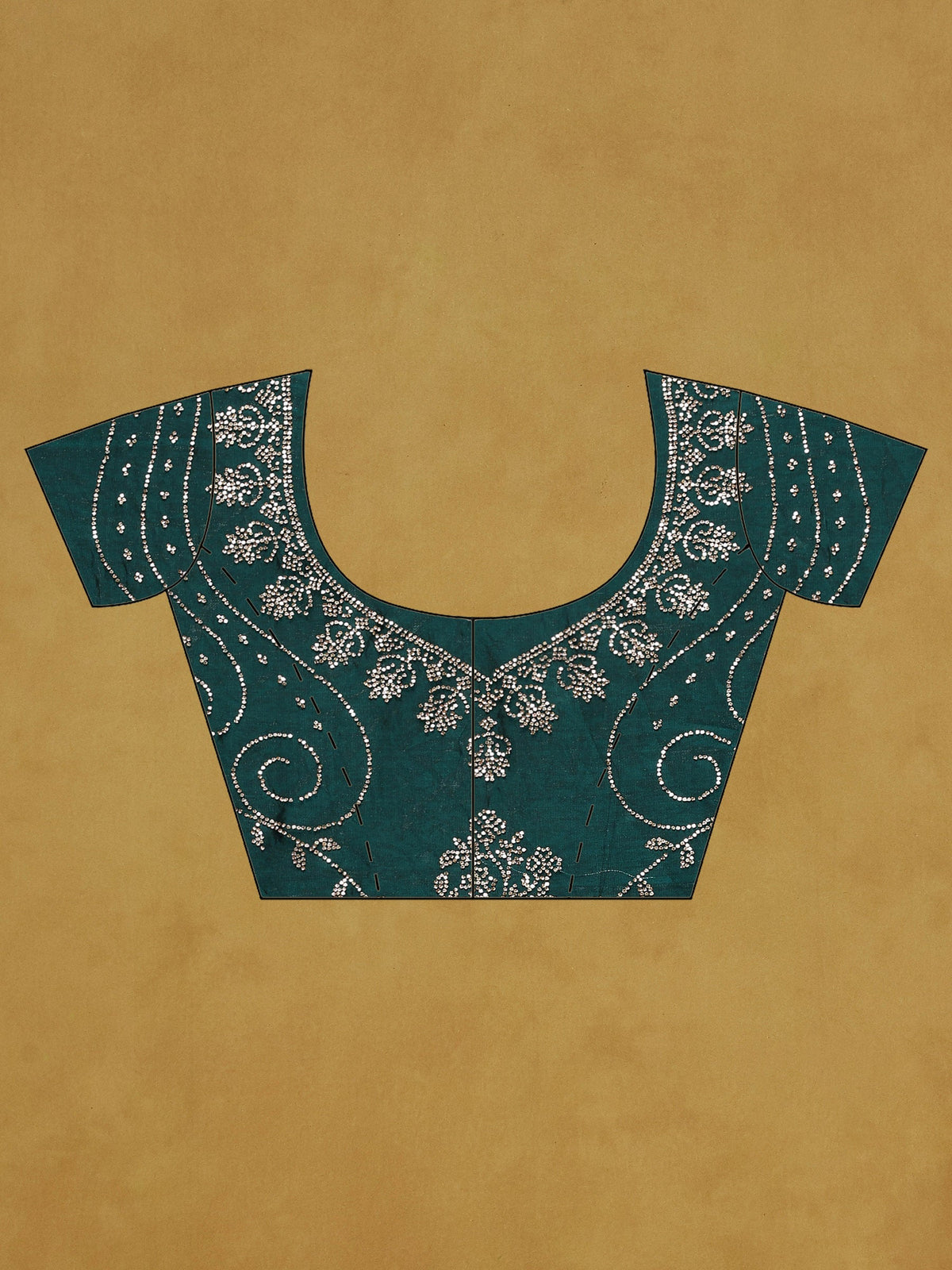 Rama Green Embroidered Tissue Saree
