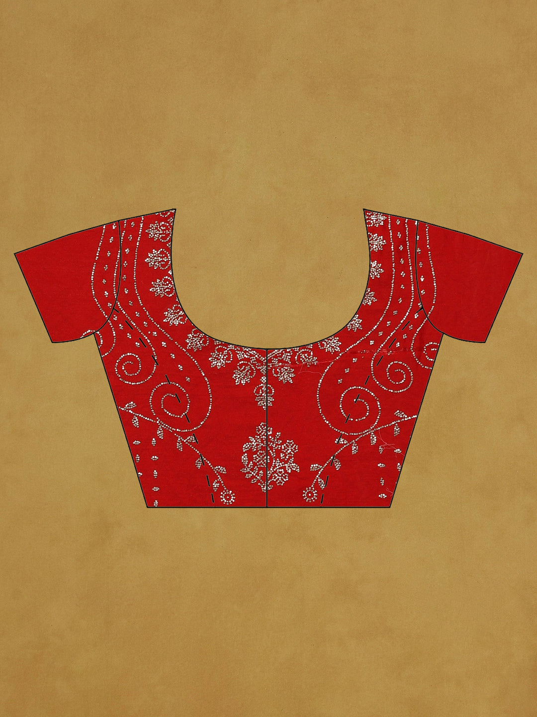 Red Embroidered Tissue Saree