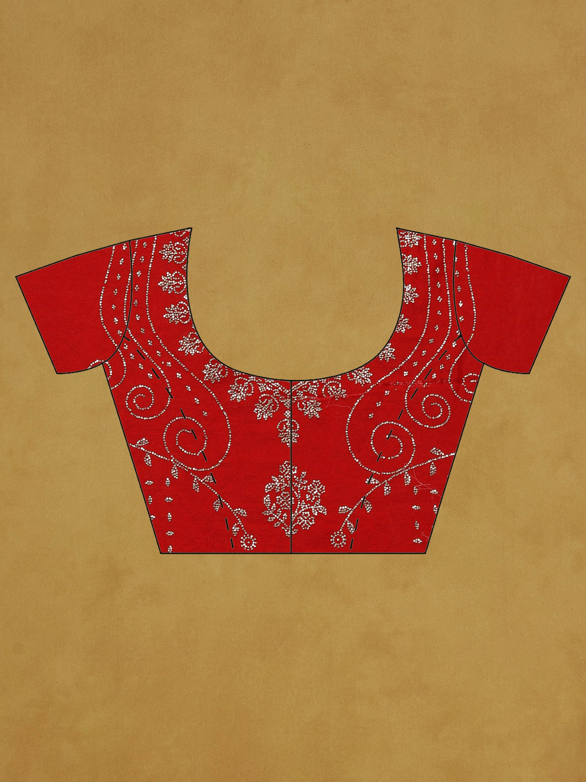 Red Embroidered Tissue Saree