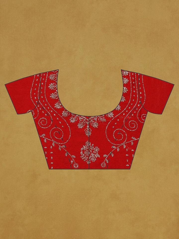 Red Embroidered Tissue Saree