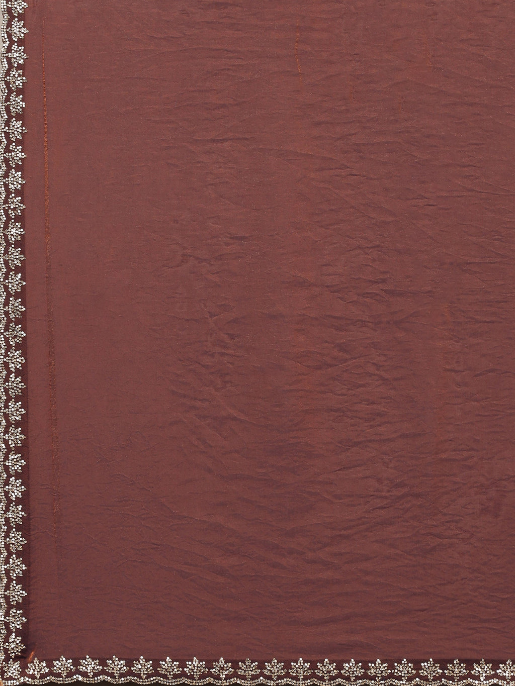 Rust Embroidered Tissue Saree