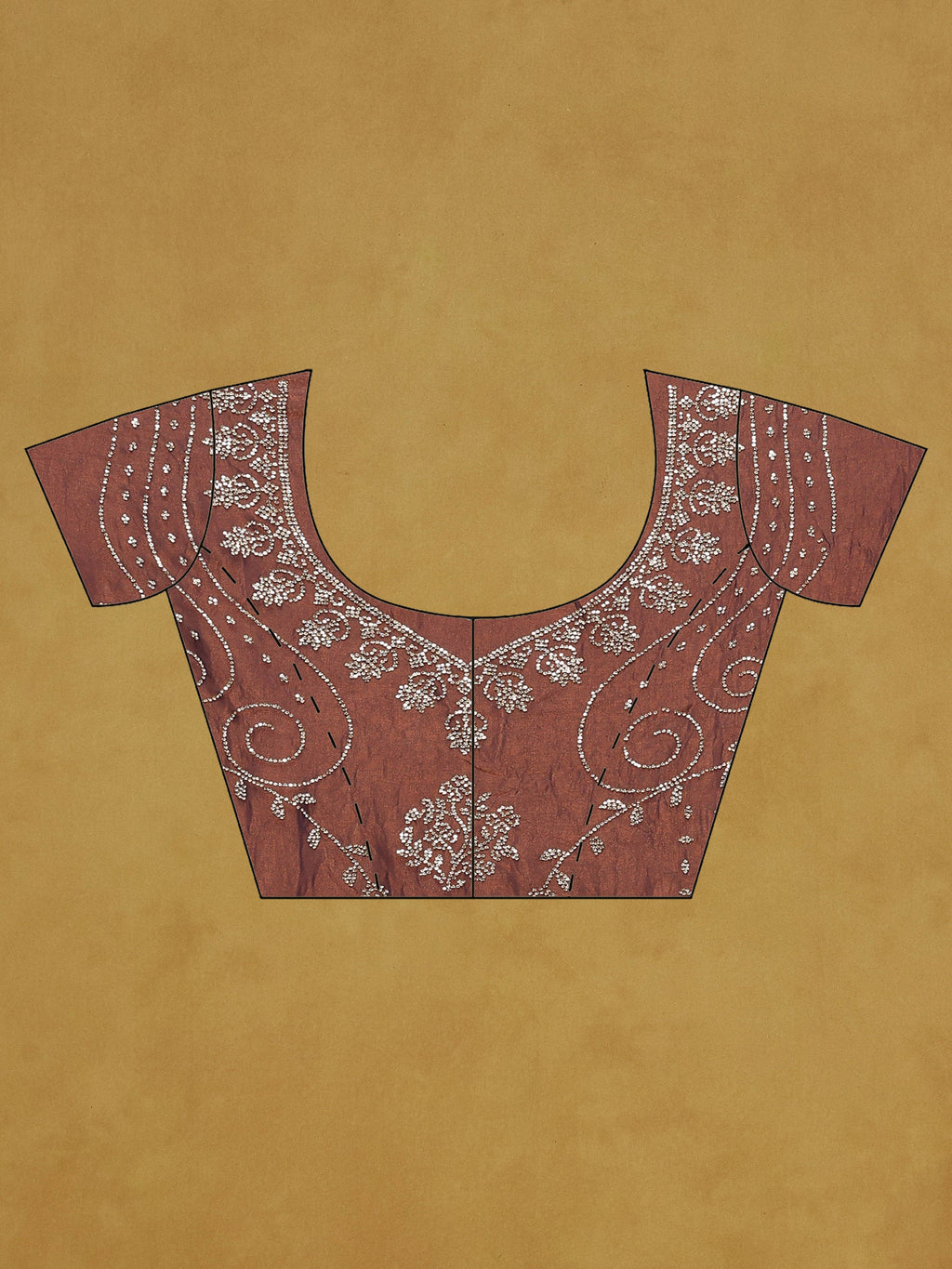 Rust Embroidered Tissue Saree