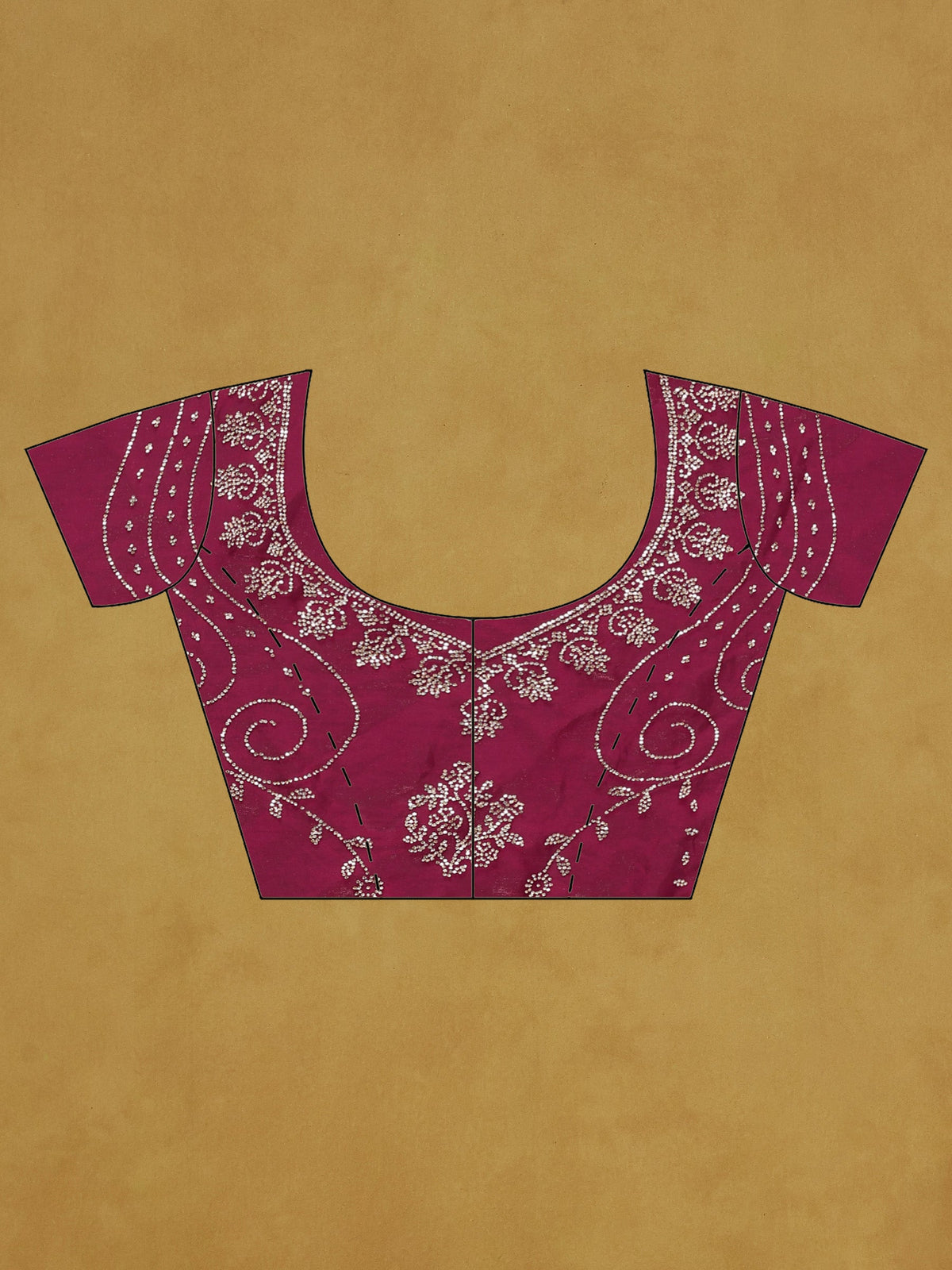Wine Embroidered Tissue Saree