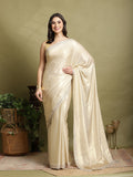 Beige Embroidered Tissue Saree