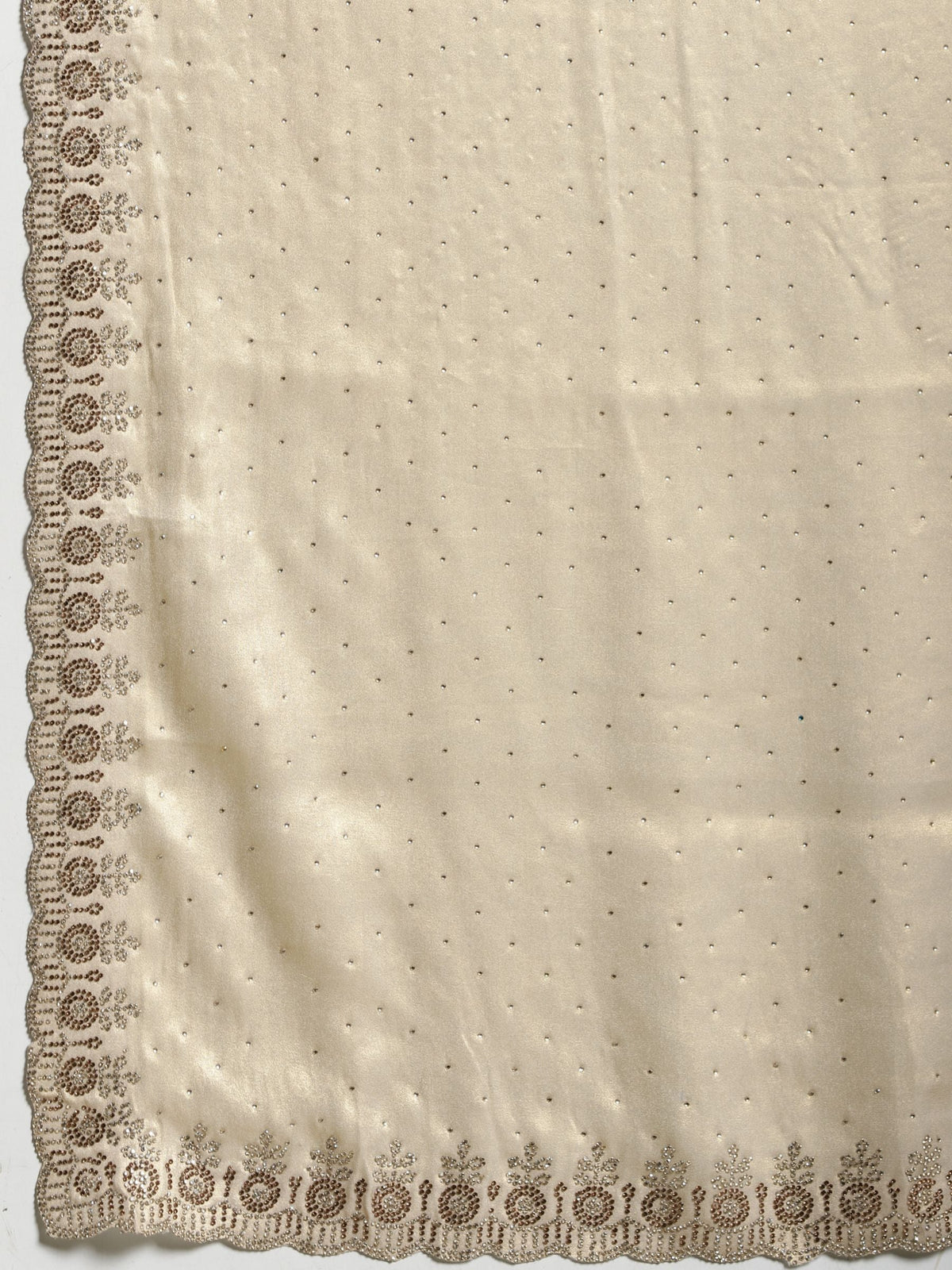 Beige Embroidered Tissue Saree