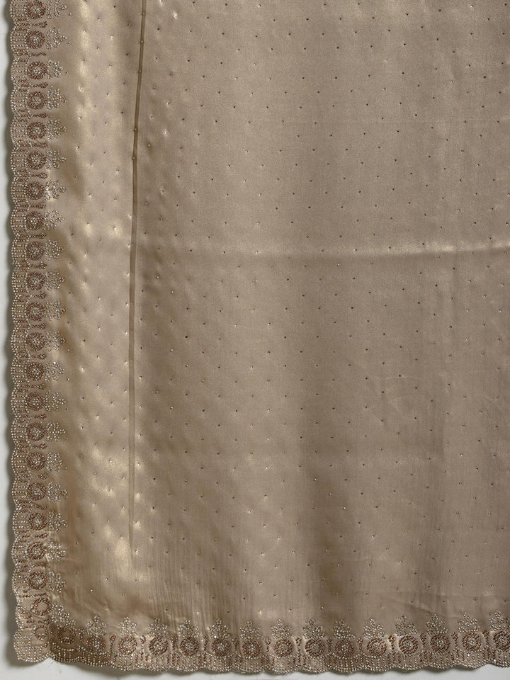 Grey Embroidered Tissue Saree