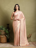 Peach Embroidered Tissue Saree