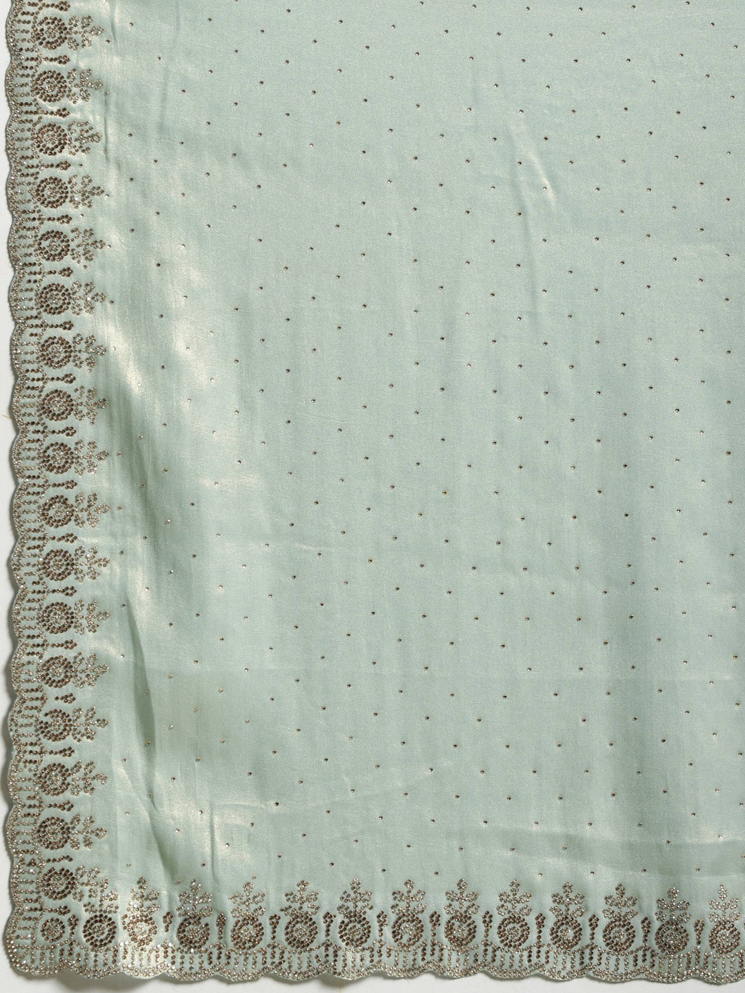 Sea Green Embroidered Tissue Saree