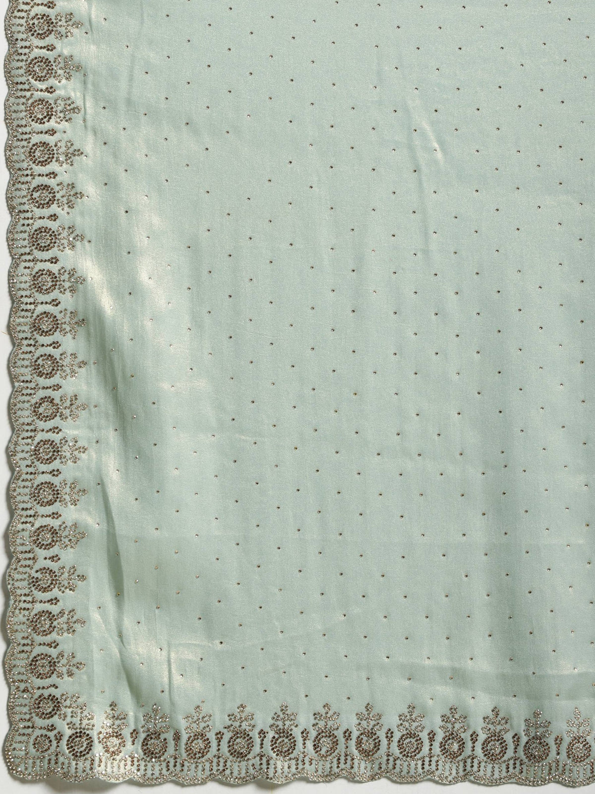 Sea Green Embroidered Tissue Saree