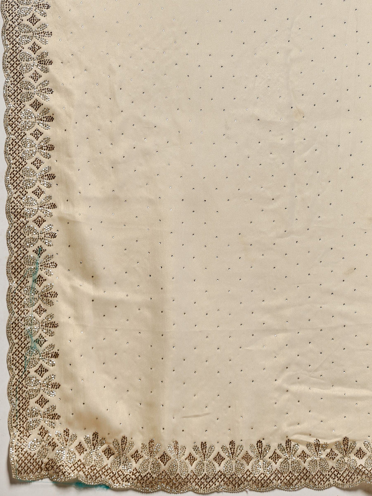 Beige Embroidered Tissue Saree