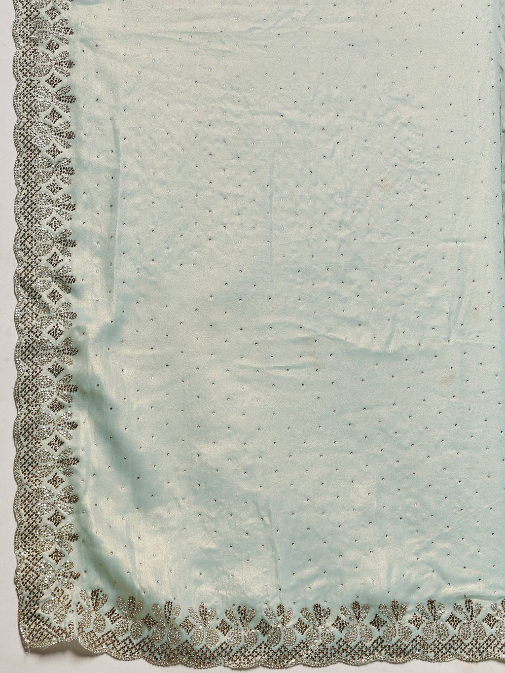 Sea Green Embroidered Tissue Saree