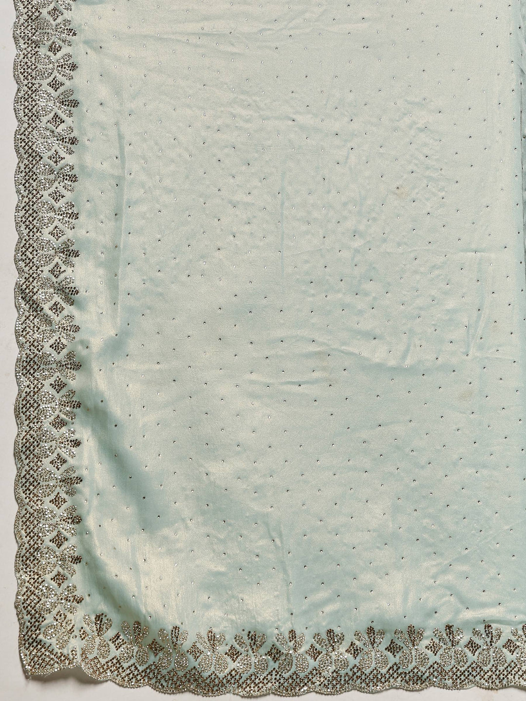 Sea Green Embroidered Tissue Saree
