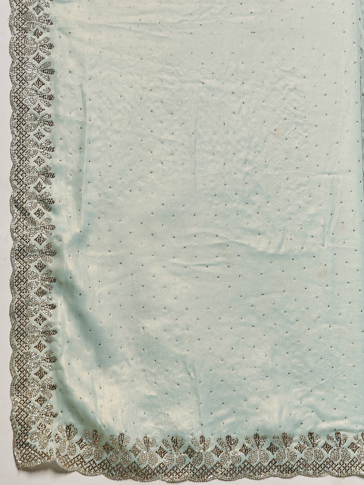 Sea Green Embroidered Tissue Saree