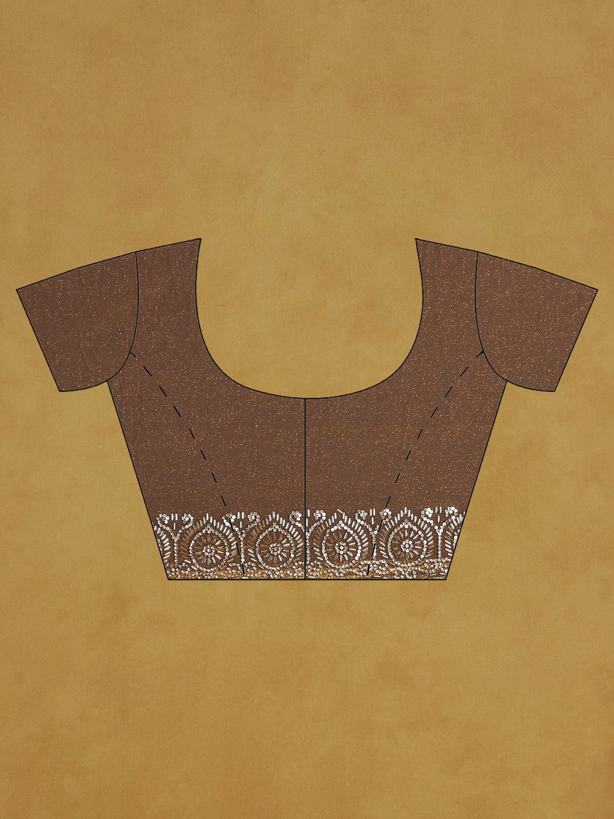 Brown Embroidered Tissue Saree