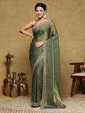 Green Embroidered Tissue Saree