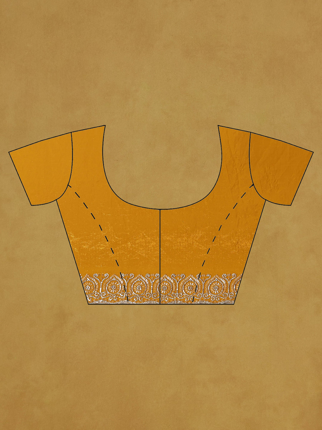 Mustard Embroidered Tissue Saree
