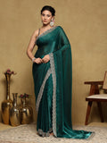 Rama Green Embroidered Tissue Saree