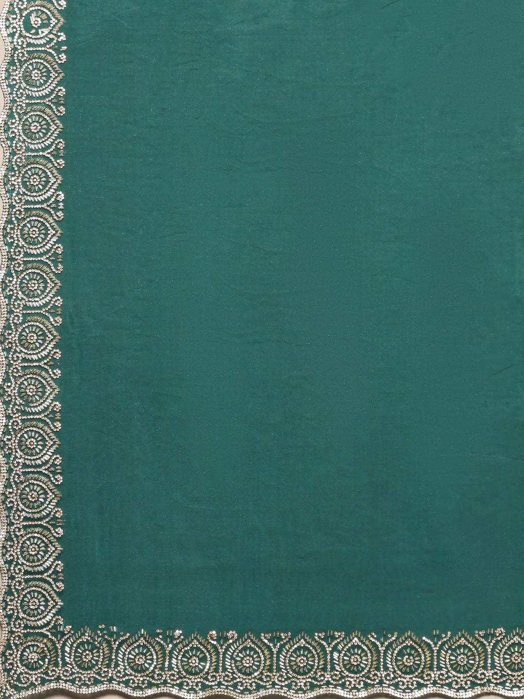 Rama Green Embroidered Tissue Saree