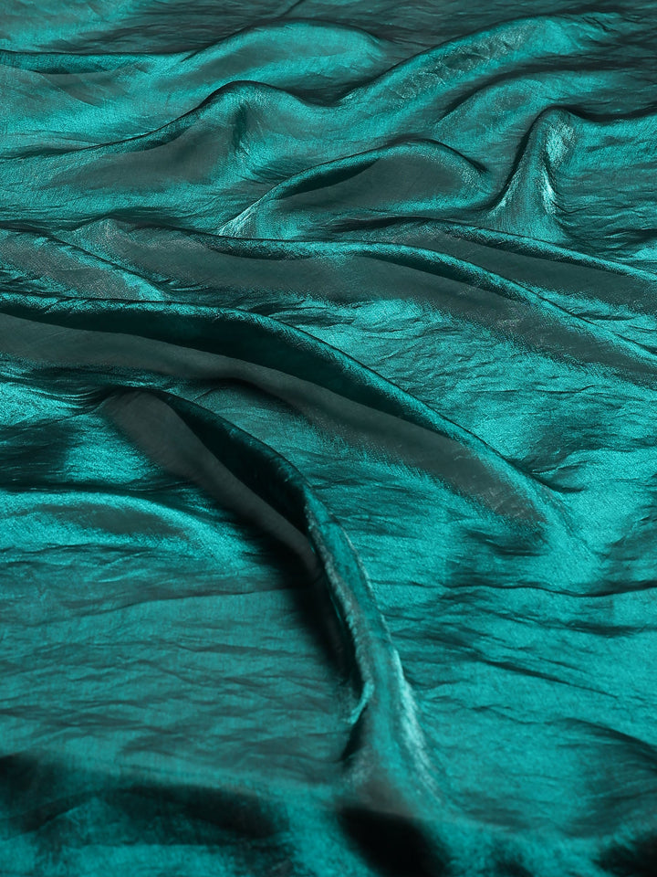 Rama Green Embroidered Tissue Saree