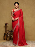 Rani Embroidered Tissue Saree